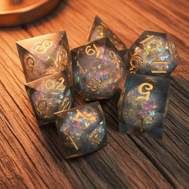 7 pcs Translucent Liquid Core Dice Set