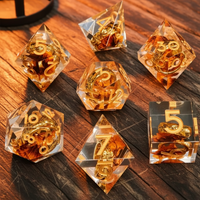 7 pcs Resin Dice with Golden Ring