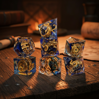 7 pcs Resin Dice with Golden Ring